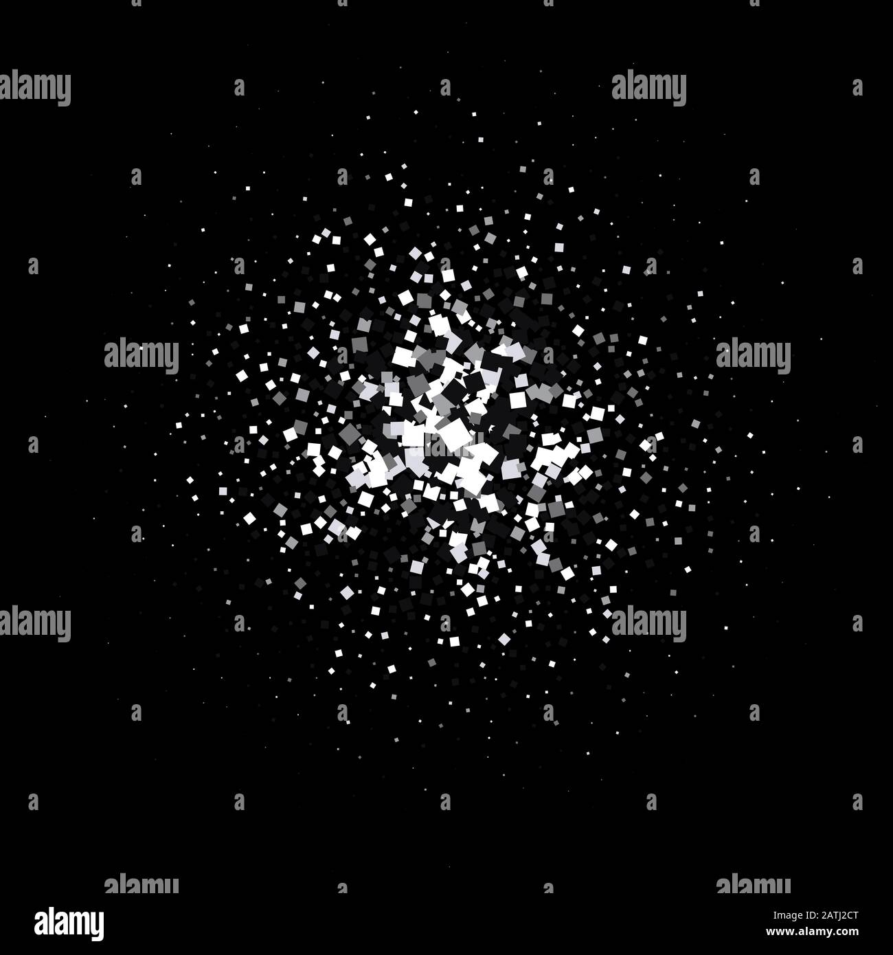 Silver glitter squares confetti pattern. Luxury snowfall vector background. White and black design element in eps 10 for banners, posters, cards, web. Stock Vector