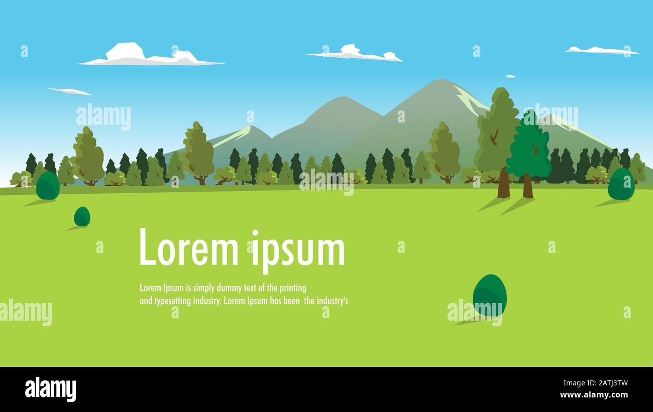 Nature Landscape With Forest Hills Clouds And Sky Vector