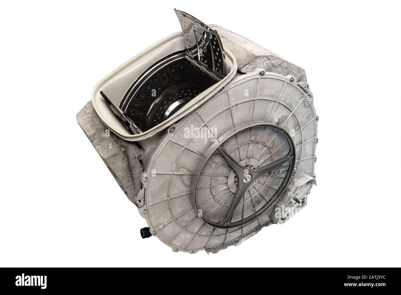 Damaged washing machine tank isolated on white Stock Photo Alamy