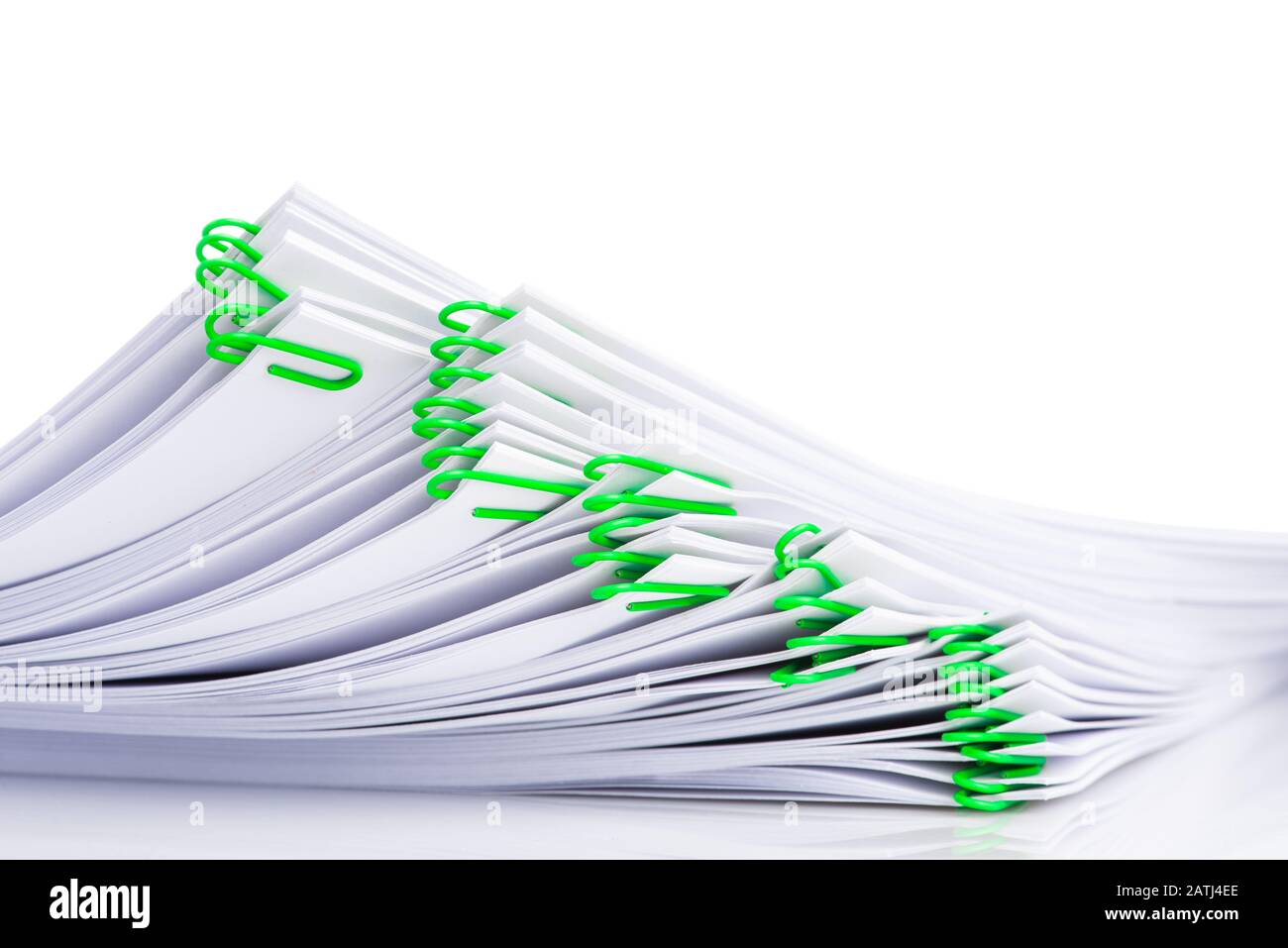 Office desk stack document with paper clip on white background Stock ...