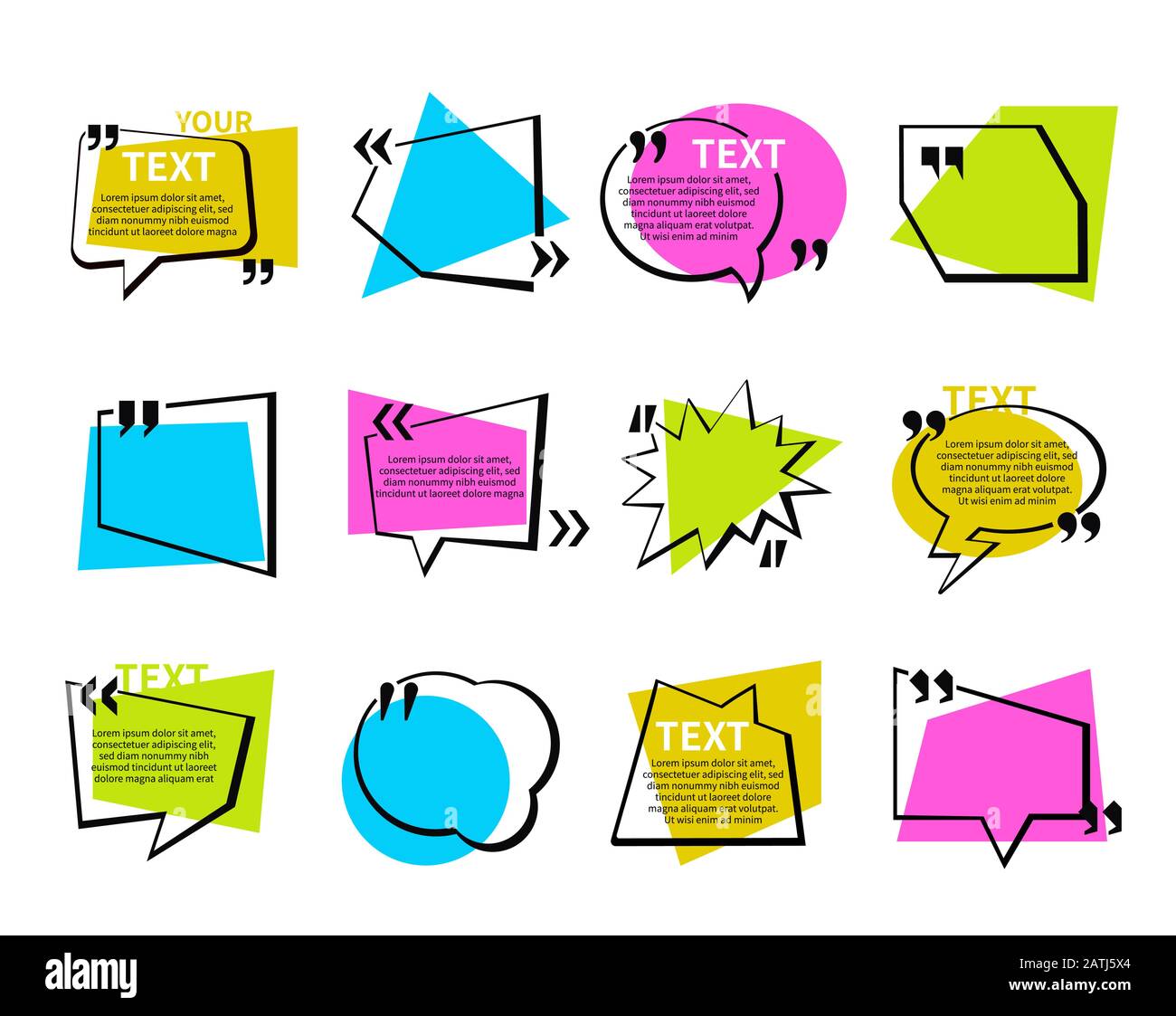 Quotations and speech bubbles collection - set of vector elements Stock Vector
