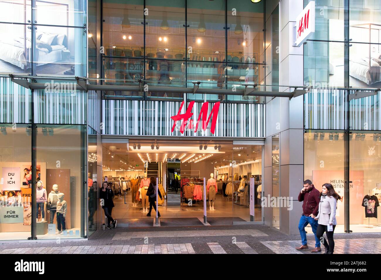 Europe, Germany, Cologne, H&M store on the shopping street Hohe Strasse ...