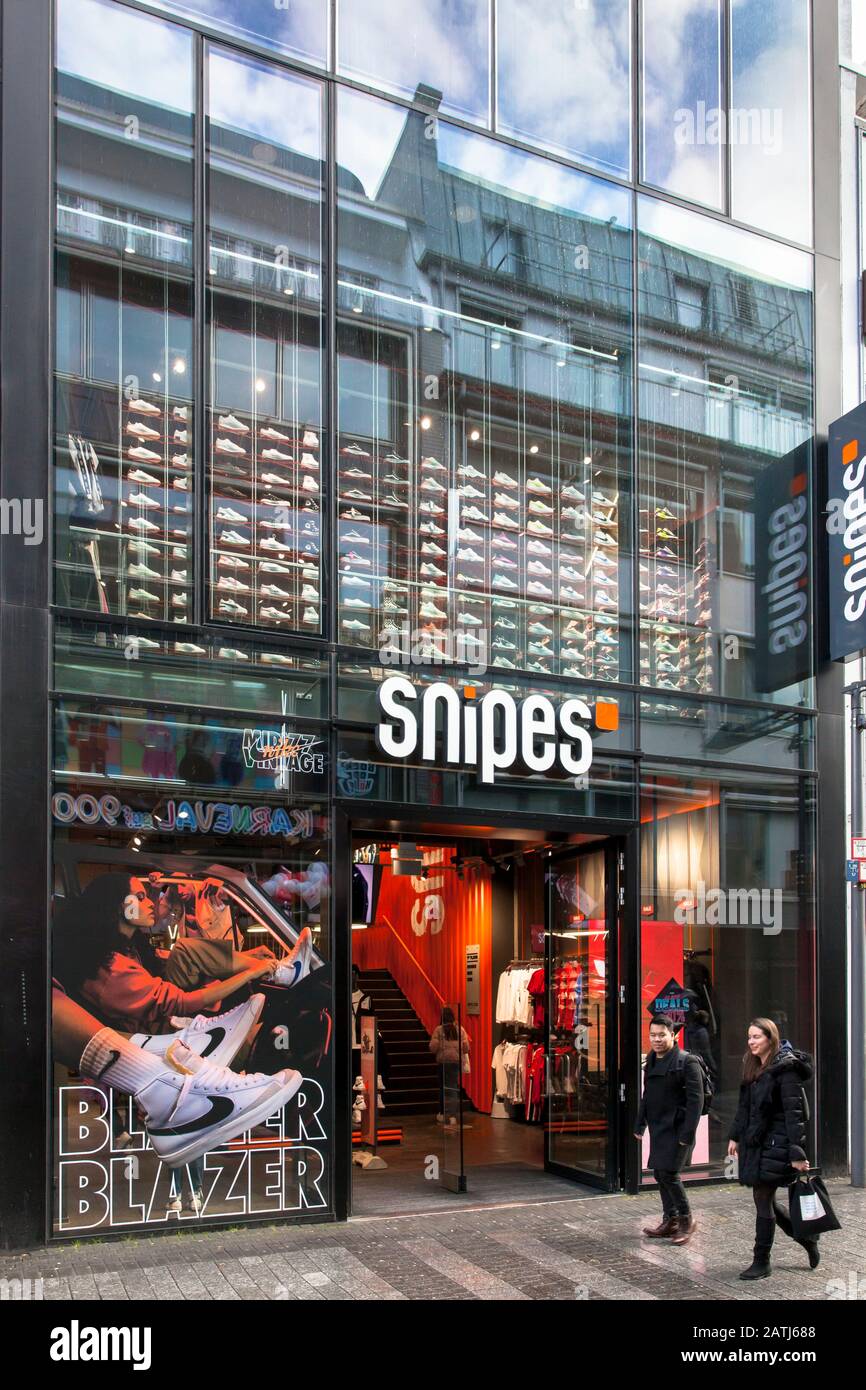 Snipes store on the shopping street Hohe Strasse, shop for sneaker an streetwear, Cologne, Germany.  Snipes Store in der Fussgaengerzone Hohe Strasse, Stock Photo