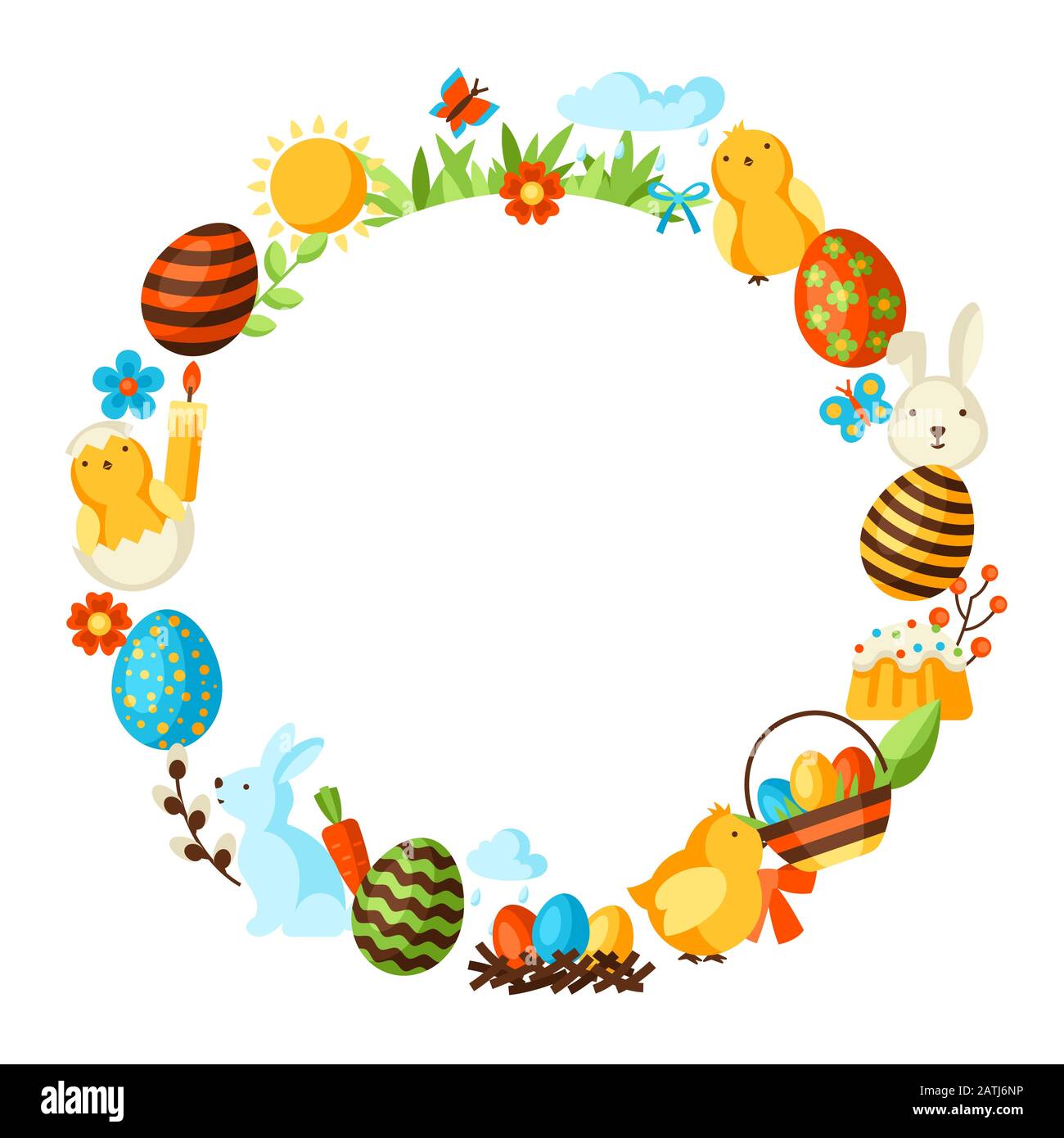 Happy Easter frame with holiday items Stock Vector Image & Art Alamy