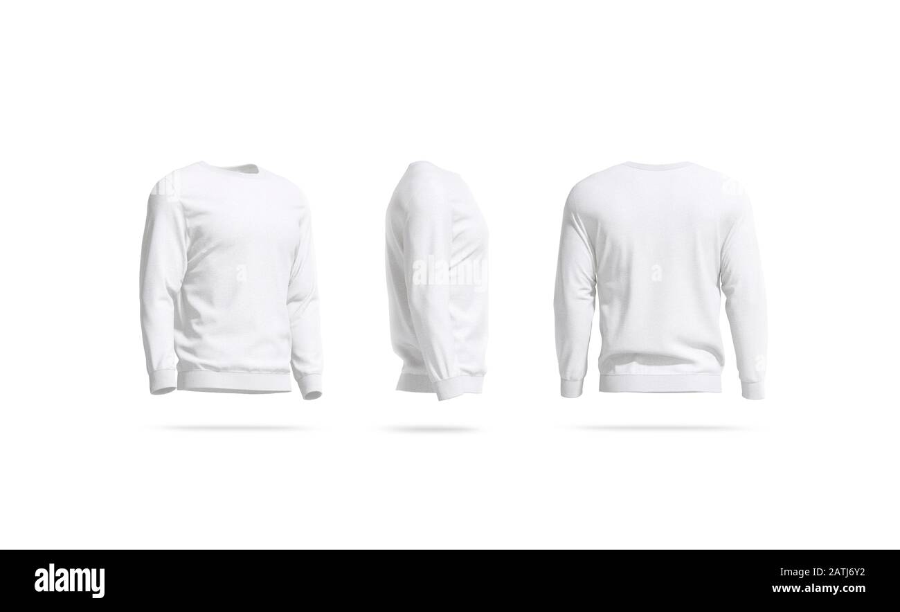 Blank white casual sweatshirt mock up, side and back view Stock Photo ...