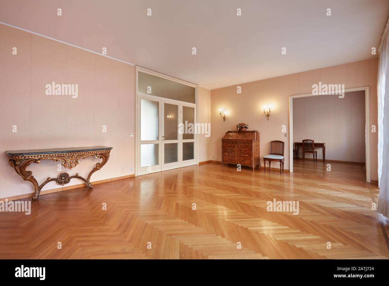 Large room with antiquities in apartment interior Stock Photo