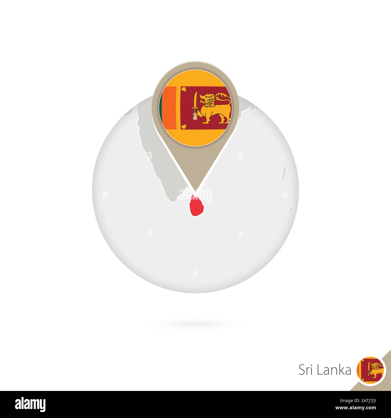 Sri Lanka map and flag in circle. Map of Sri Lanka, Sri Lanka flag pin