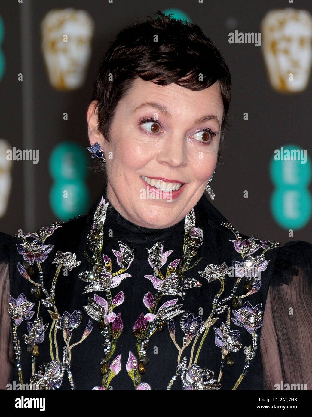Feb 02, 2020 - London, England, UK - Olivia Coleman attending BAFTA Film Awards 2020, Royal Albert Hall Stock Photo