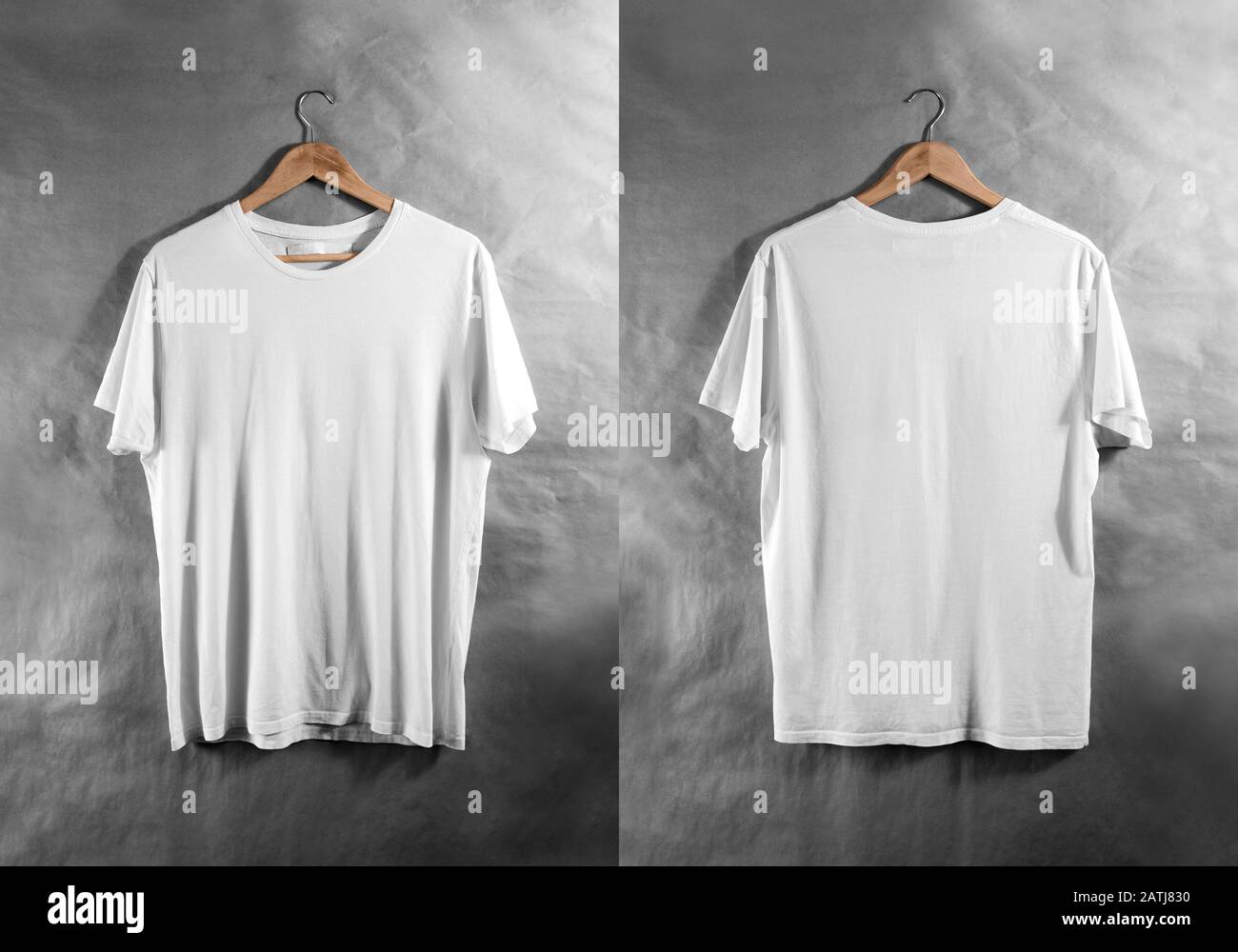 https://c8.alamy.com/comp/2ATJ830/blank-white-t-shirt-front-back-side-view-hanger-design-mockup-2ATJ830.jpg