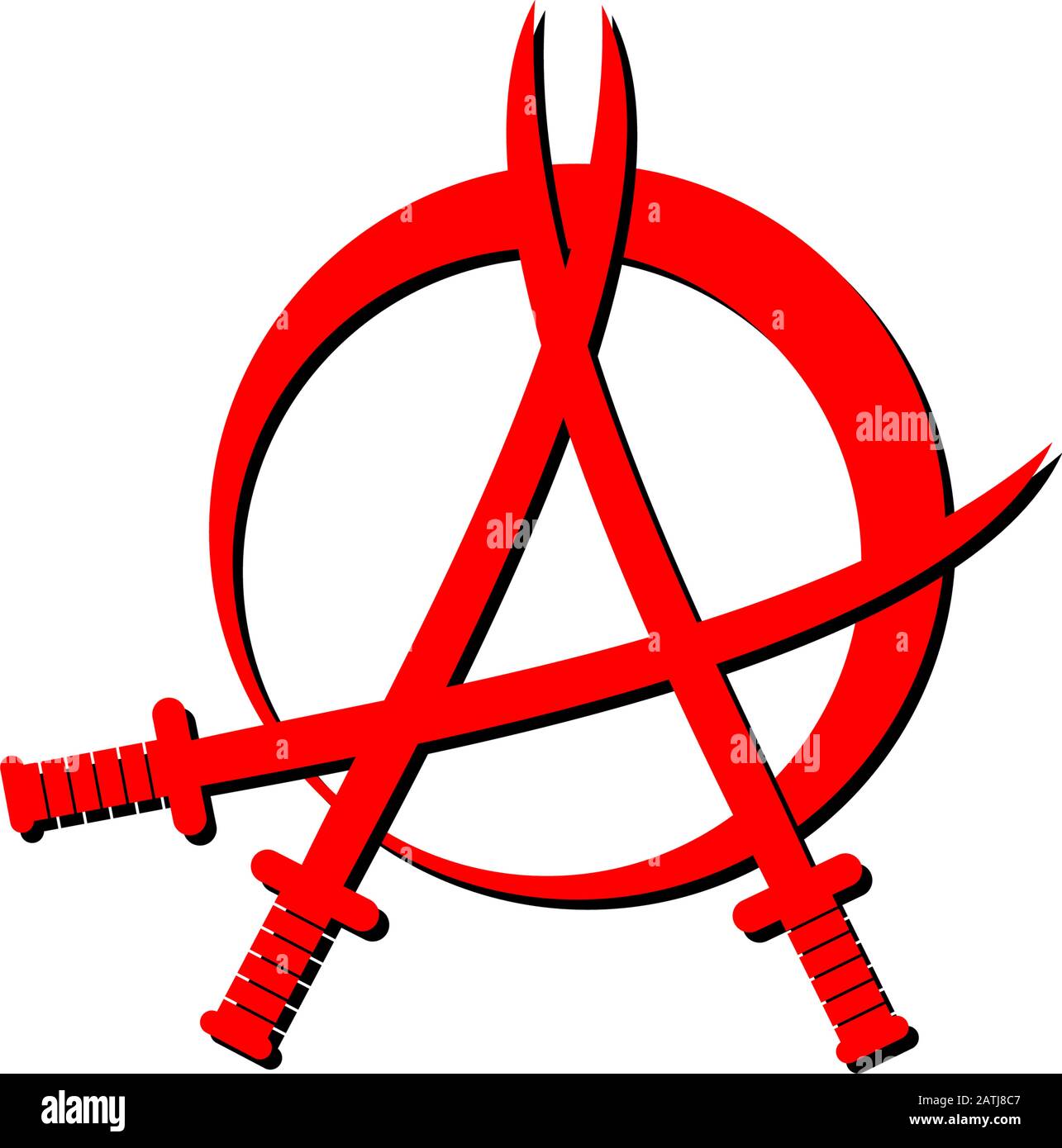 Red Anarchy Sign illustration with Three Sword Shape Element, EPS 10 Vector file Stock Vector