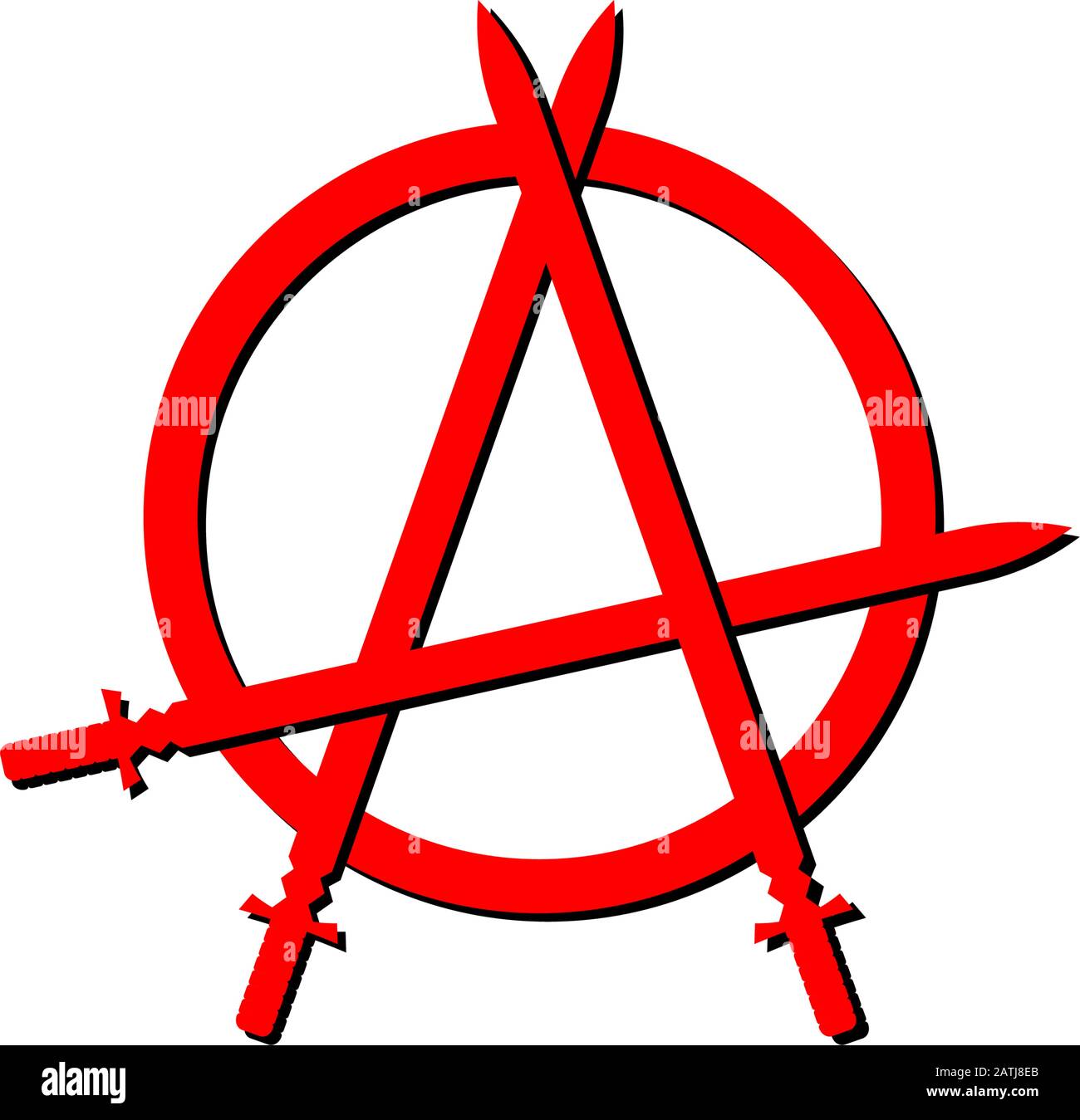 Red Anarchy Sign illustration with Three Sword Shape Element, EPS 10 Vector file Stock Vector