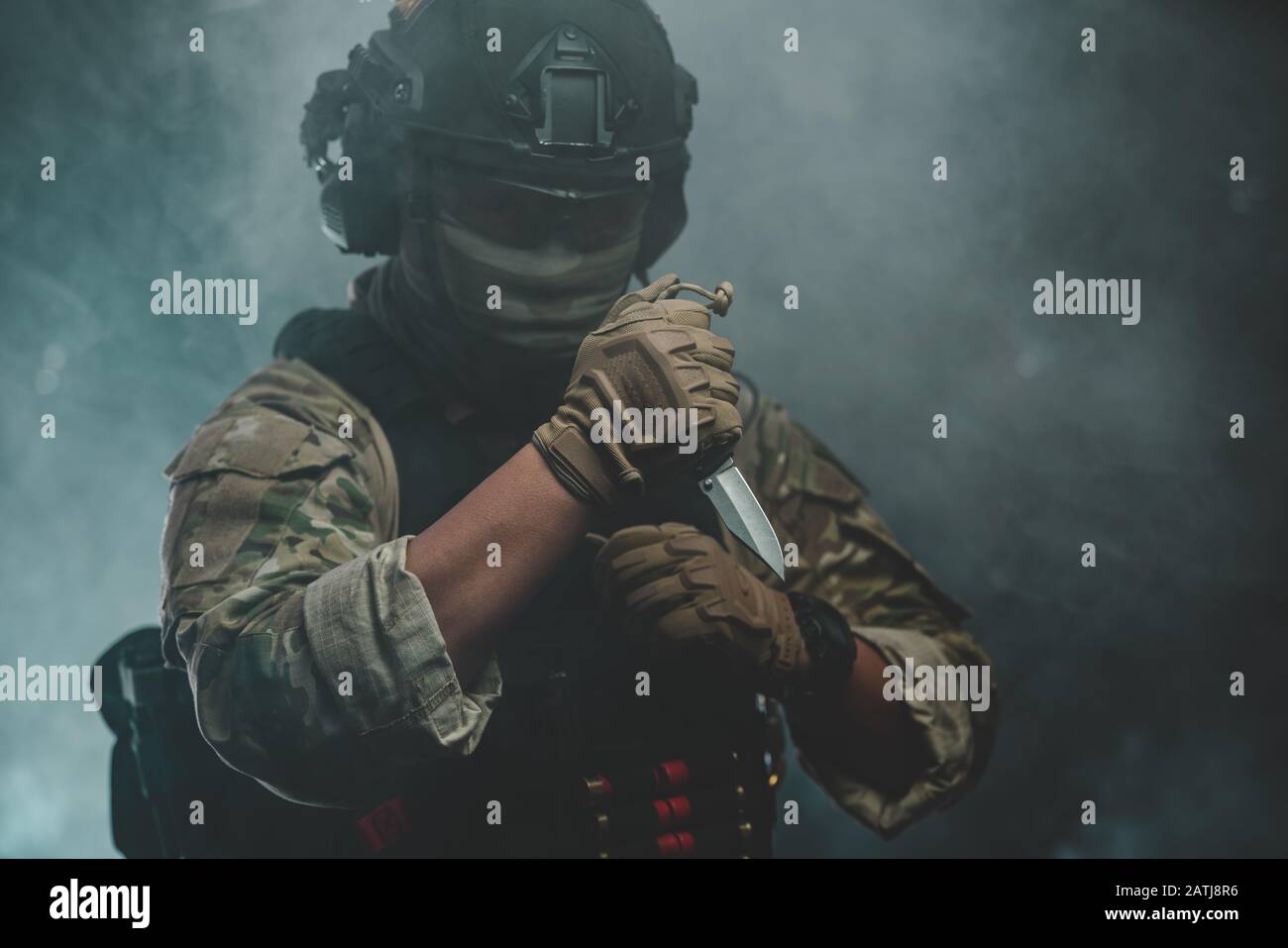 Special forces soldier police fighting with knife Stock Photo Alamy