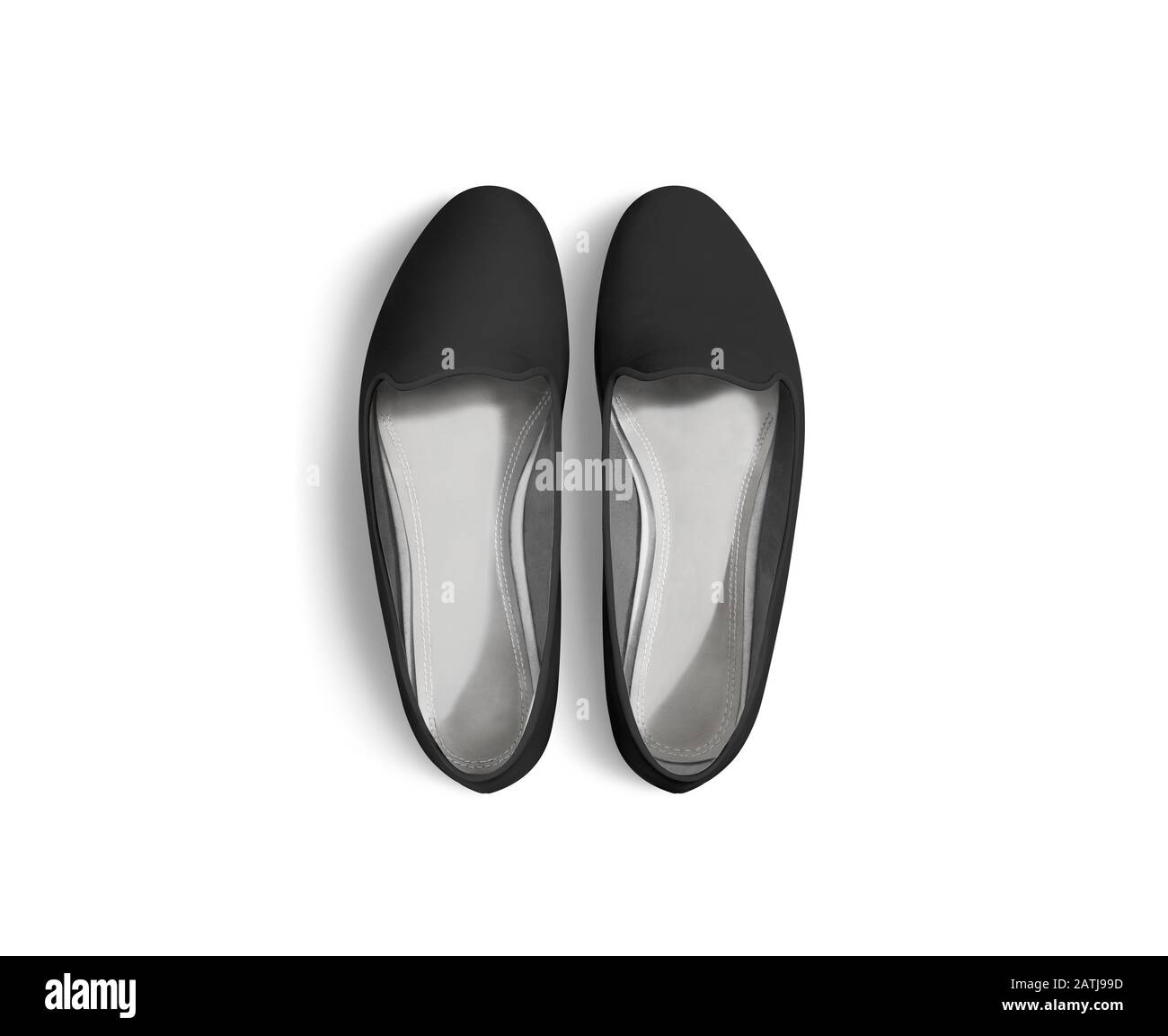 Black blank women shoes mockup stand isolated, top view, Stock Photo