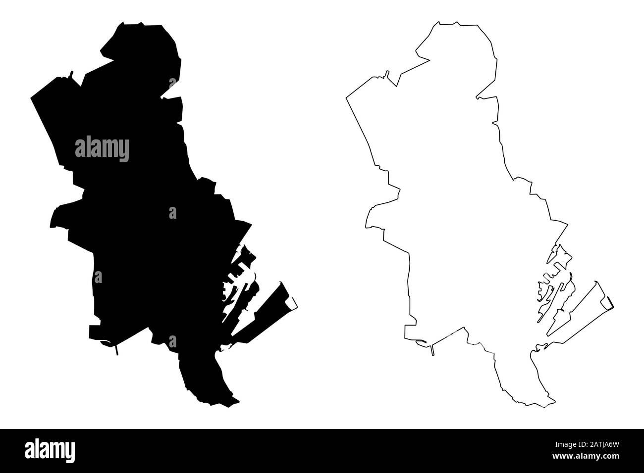 Aarhus City (Kingdom of Denmark) map vector illustration, scribble ...