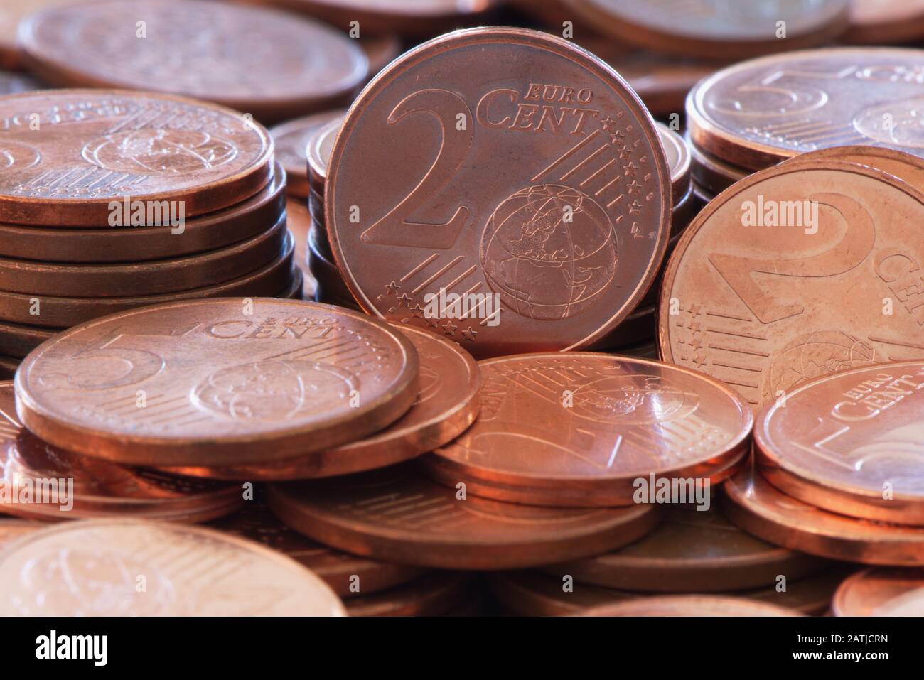 According to media reports, the new EU Commission chief Ursula von der Leyen plans to abolish all 1 and 2 cent coins. Stock Photo