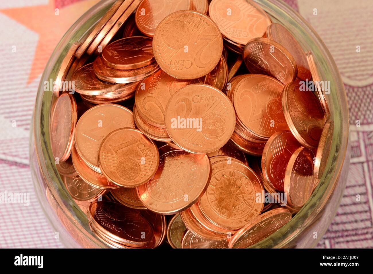 According to media reports, the new EU Commission chief Ursula von der Leyen plans to abolish all 1 and 2 cent coins. Stock Photo