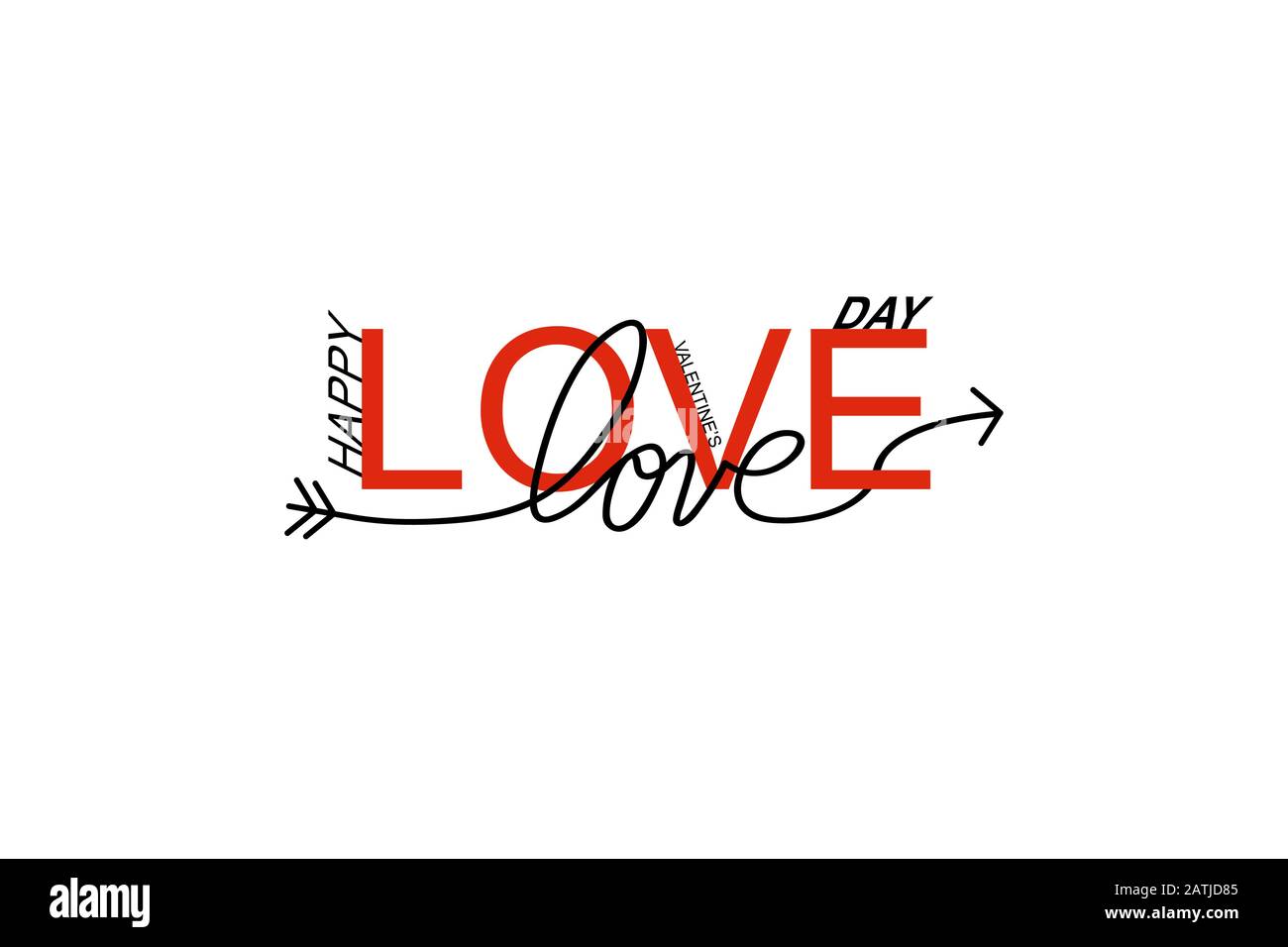 Happy Valentines Day lettering isolated on white background vector ...
