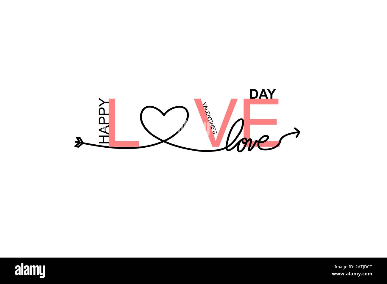 Happy Valentines Day lettering isolated on white background vector ...