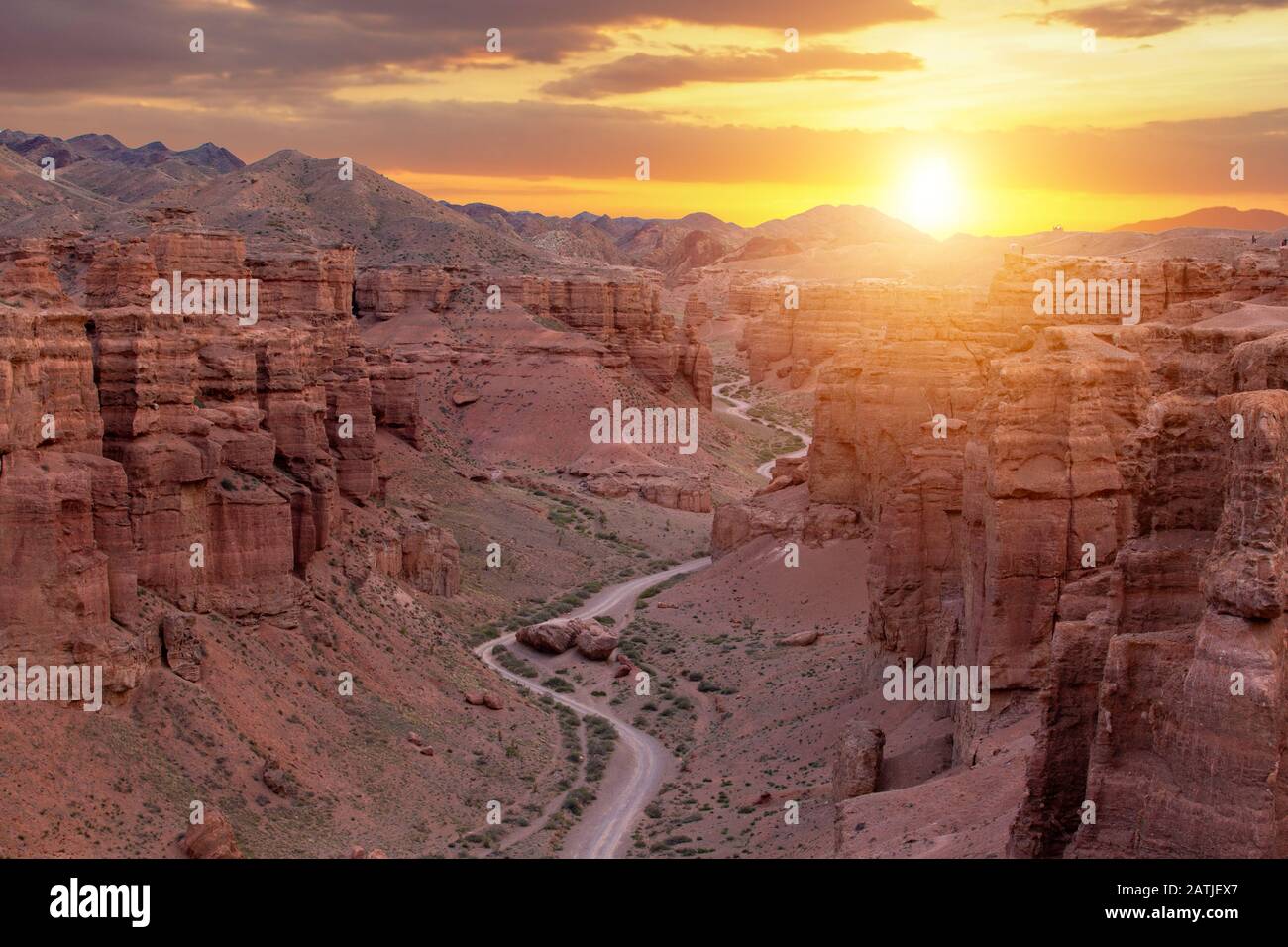 Charyn Canyon amazing landmark of southeast Kazakhstan Stock Photo