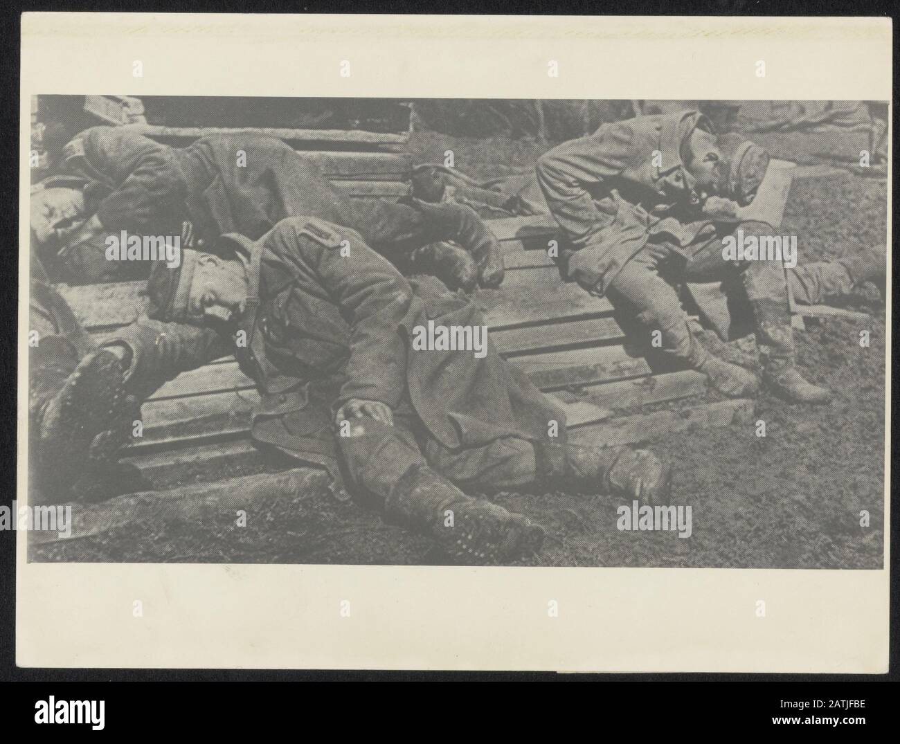 Description: Group of German soldiers, sleeping in the open air date: December 1917 Keywords: WWI, soldiers, sleep Stock Photo