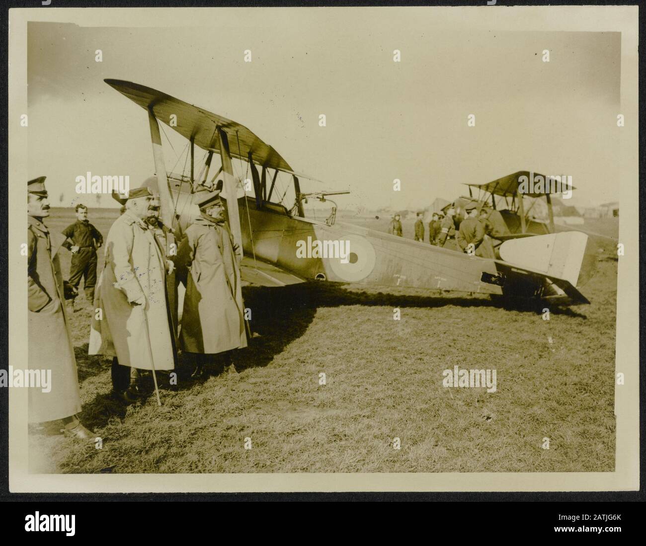 The Western Front Description: H.M. the King of Montenegro watches an airplane fight Annotation: The Western Front. His Majesty King Nikola of Montenegro watching a dogfight Date: {1914-1918} Keywords: WWI, fronts, air battles, dynasties Person Name: Nikola Stock Photo