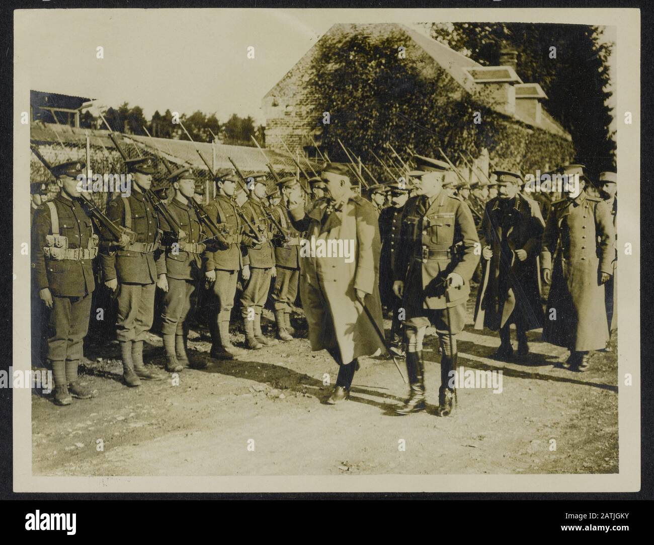 The Western Front Description: King of Montenegro and the Commander-in-Chief inspecting the Guard of Honor Annotation: The Western Front. King Nicholas I of Montenegro [1841-1921] and the British Army Commander, Sir Douglas Haig, inspect Eregarde Date: {1914-1918} Location: France Keywords: WWI, eregardes fronts, army chiefs, dynasties Person Name: Haig, Douglas, Nicholas I, king of Montenegro Stock Photo