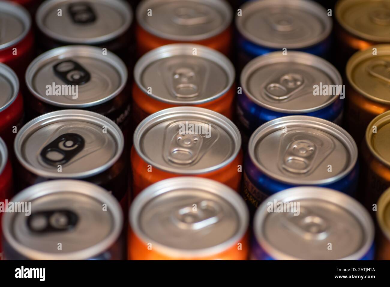 Pop cap tops from softdrink cans Stock Photo