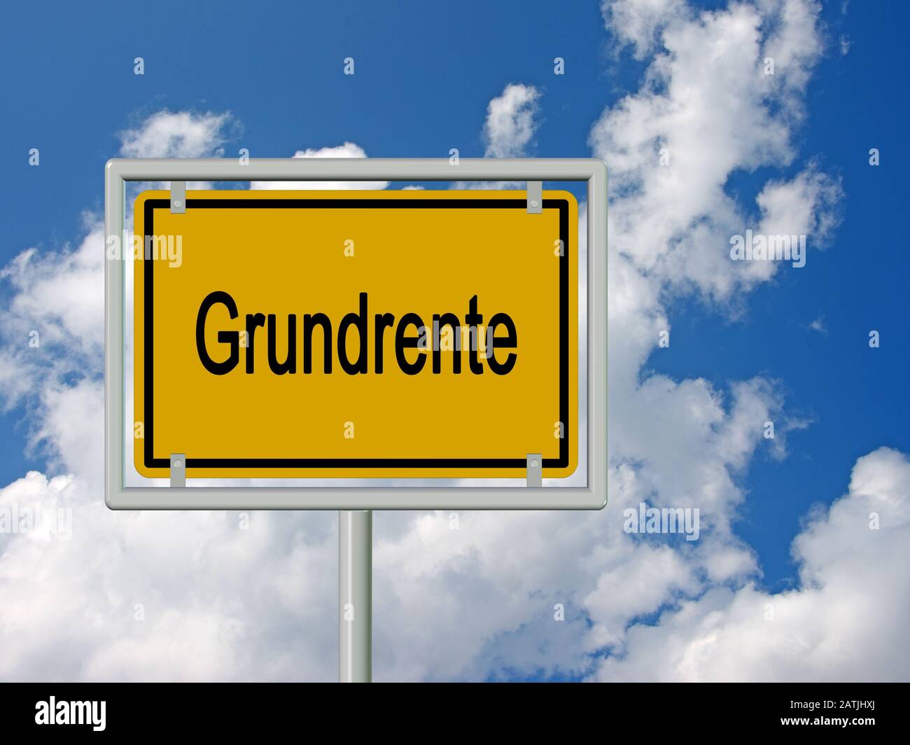 City sign with lettering grundrente basic pension stock photo alamy