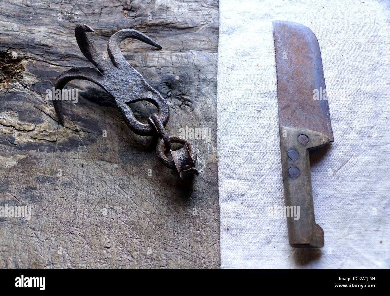 Rusty and old knife and sharp kitchen tool Stock Photo