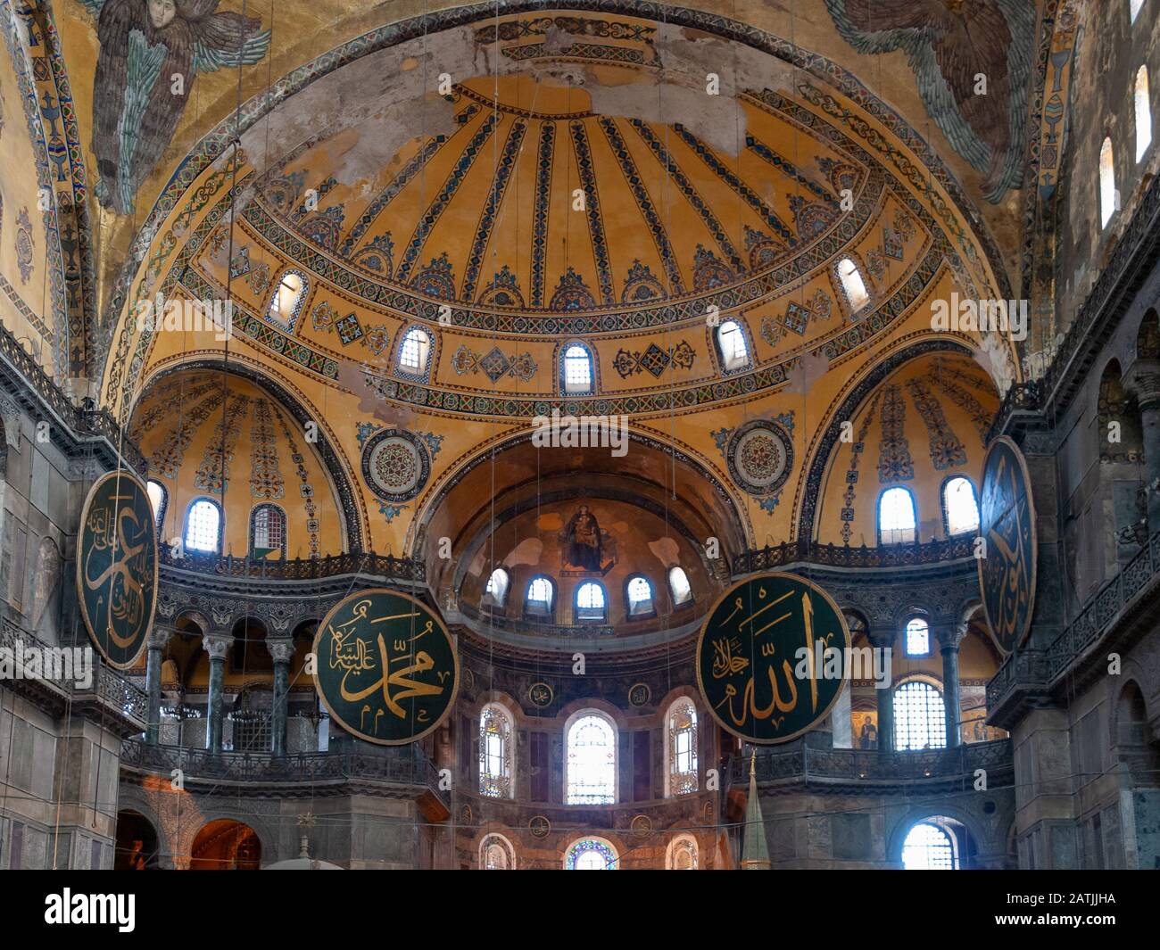 Istanbul, Turkey, Agia Sofia (Turkish Ayasofya) interior. Former Greek Orthodox Christian patriarchal cathedral, later an Ottoman imperial mosque and Stock Photo