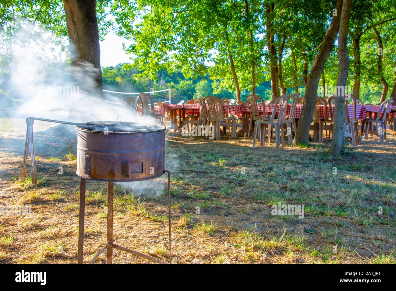 Smoke on Grill Stock Photo - Alamy
