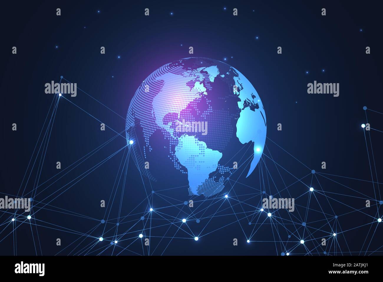 Global network connection concept. Big data visualization. Social ...