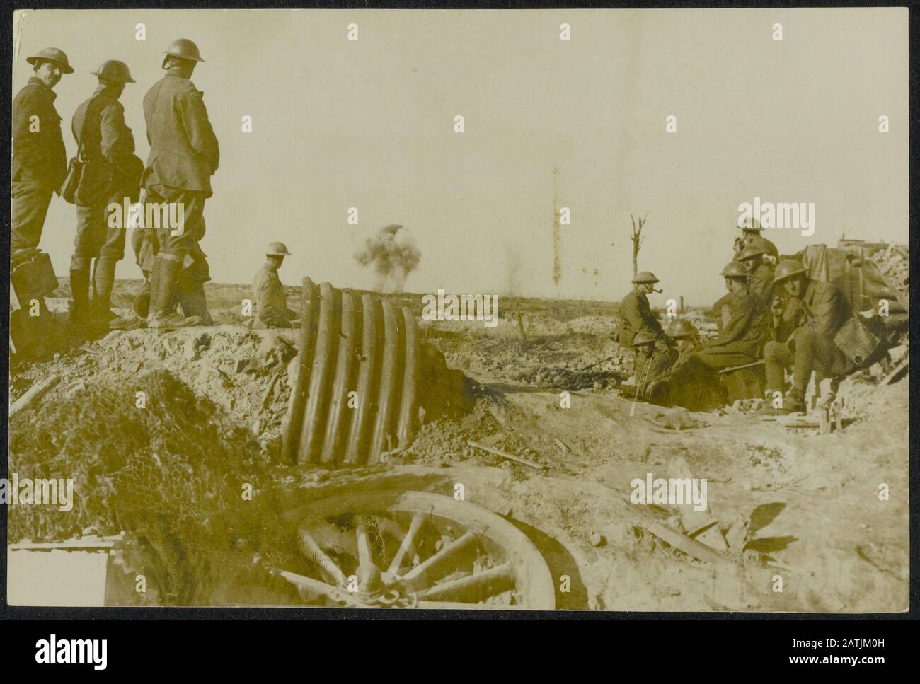 Exploding Shells Wwi The British Western Front. Battle of Flanders description: Scene near ...