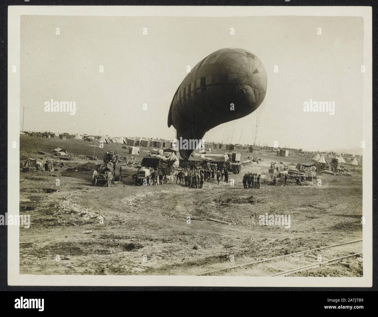 The front in France Description: An observation balloon going up ...