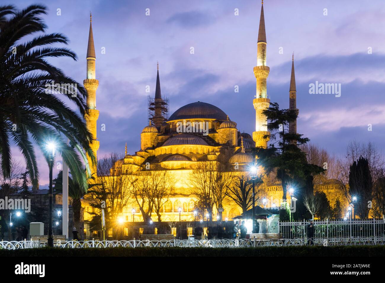 Istanbul, Turkey - Jan 9, 2020: The Sultanahmet District and the Blue Mosque in Istanbul, Turkey Stock Photo
