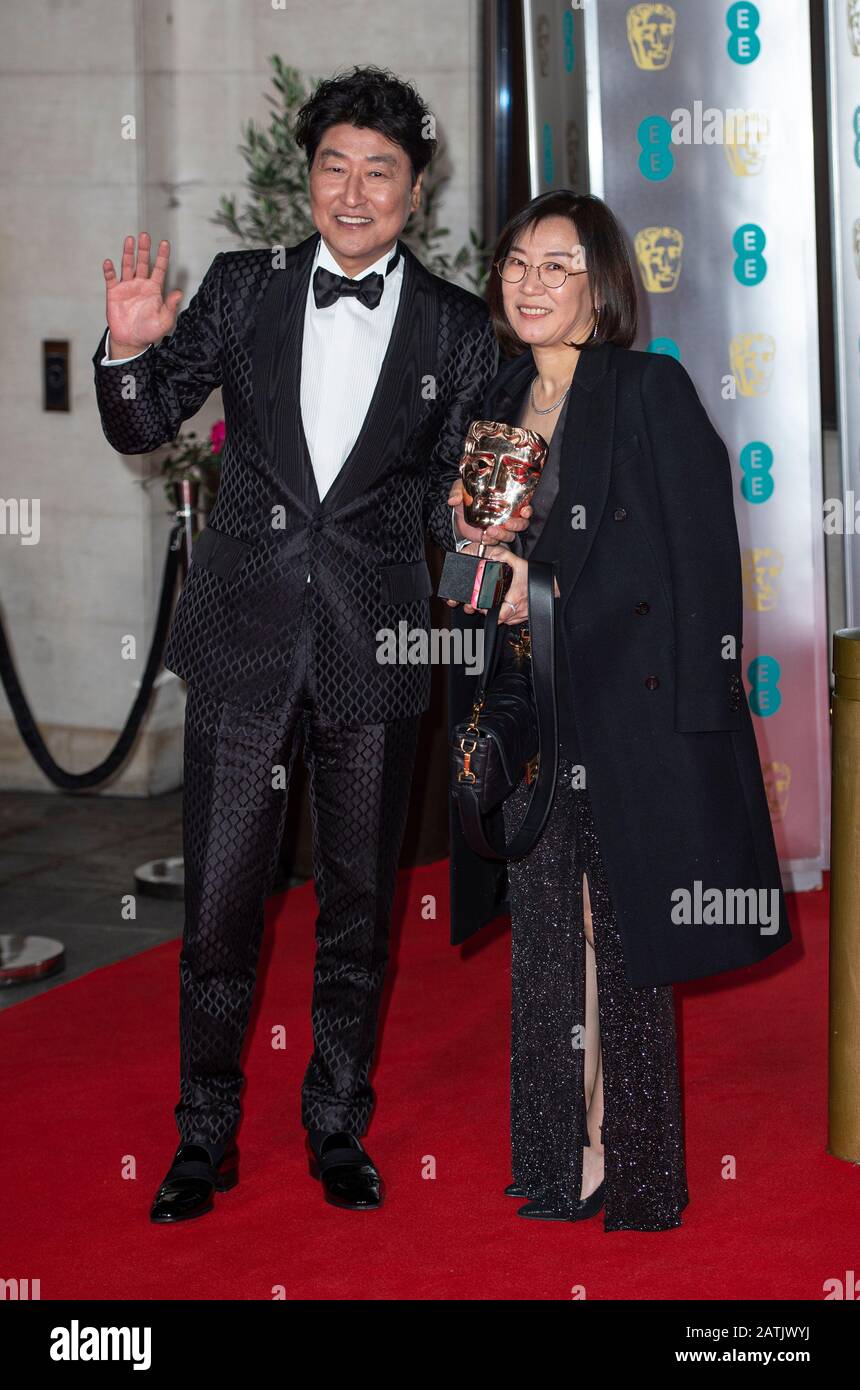 LONDON, ENGLAND - FEBRUARY 02: Song Kang-Ho and Hwang Jang-sook attends the EE British Academy Film Awards 2020 After Party at The Grosvenor House Hot Stock Photo