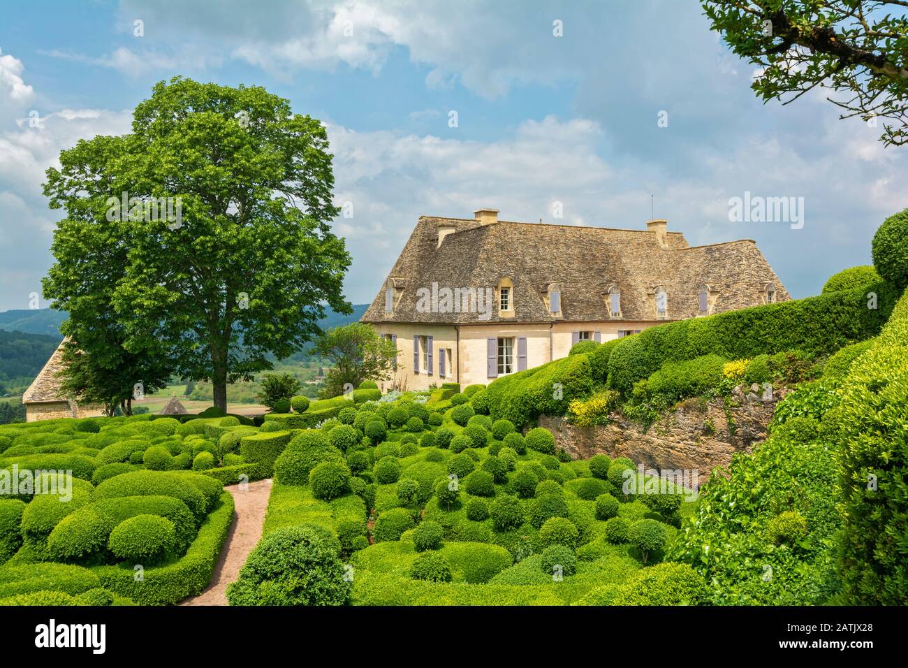 France, Dordogne, Vezac, Jardins de Marqueyssac, Chateau 19C, gardens Stock Photo