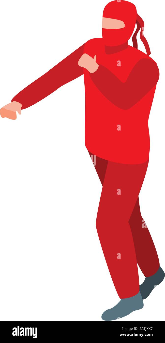 Ninja red clothes icon, isometric style Stock Vector