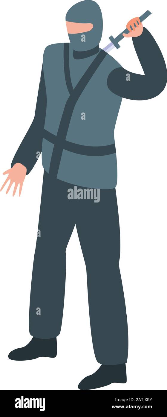 Asian ninja icon, isometric style Stock Vector