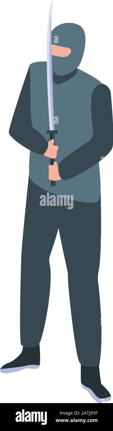 Ninja boy icon, isometric style Stock Vector
