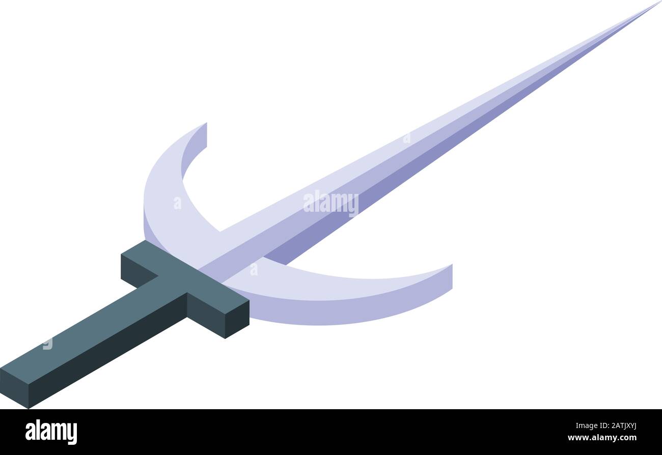 Ninja steel fork icon, isometric style Stock Vector