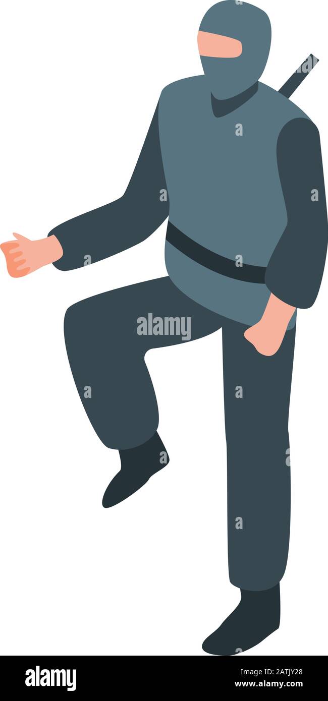 Ninja character icon, isometric style Stock Vector