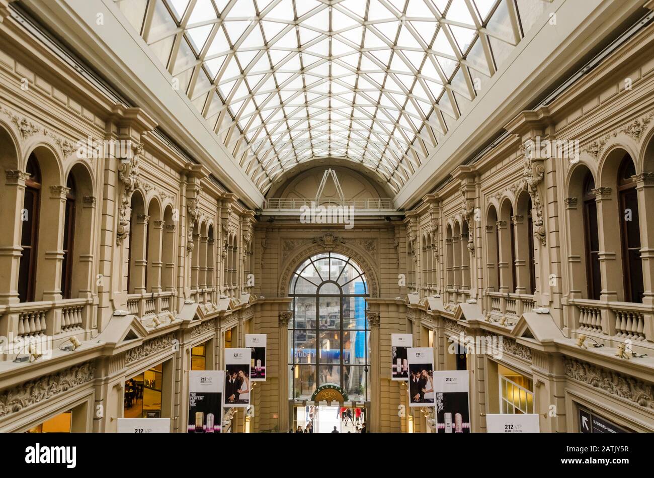 Federal Capital, Buenos Aires / Argentina; Aug 11, 2015: intterior of Galerias Pacifico, a beautiful building that functions as an exclusive shopping Stock Photo