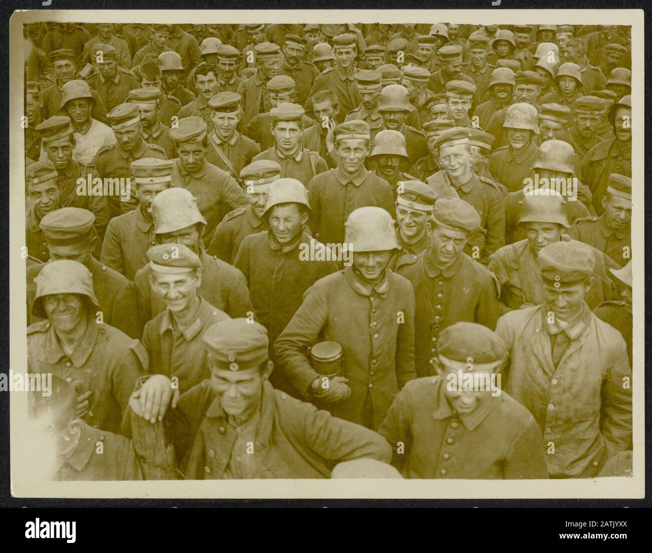 The British Western Front. Battle of Flanders Description: A big batch of prisoners captured in the New Successes of the British. They are smooth enough to be out of British shell fire. Annotation: The British Western Front. The battle of Flanders. Large group of German prisoner of war, captured by the last British successes. They are happy to be in British shellfire. Date: {1914-1918} Location: Belgium Keywords: WWI, fronts, prisoner of war Stock Photo