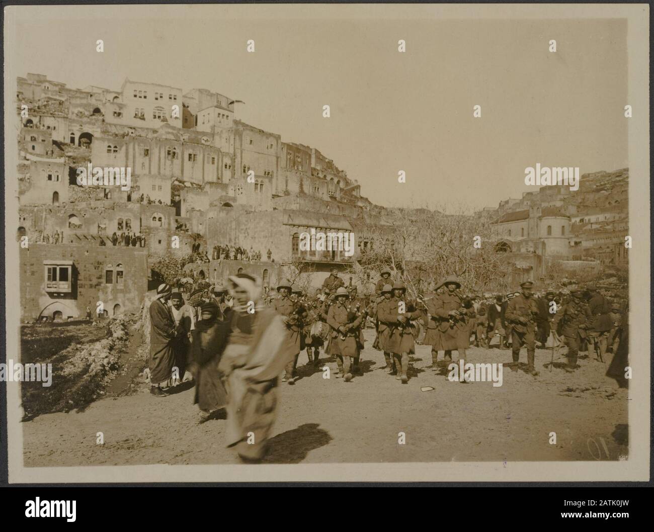 Description Egyptian official photograph. London Scottish marching