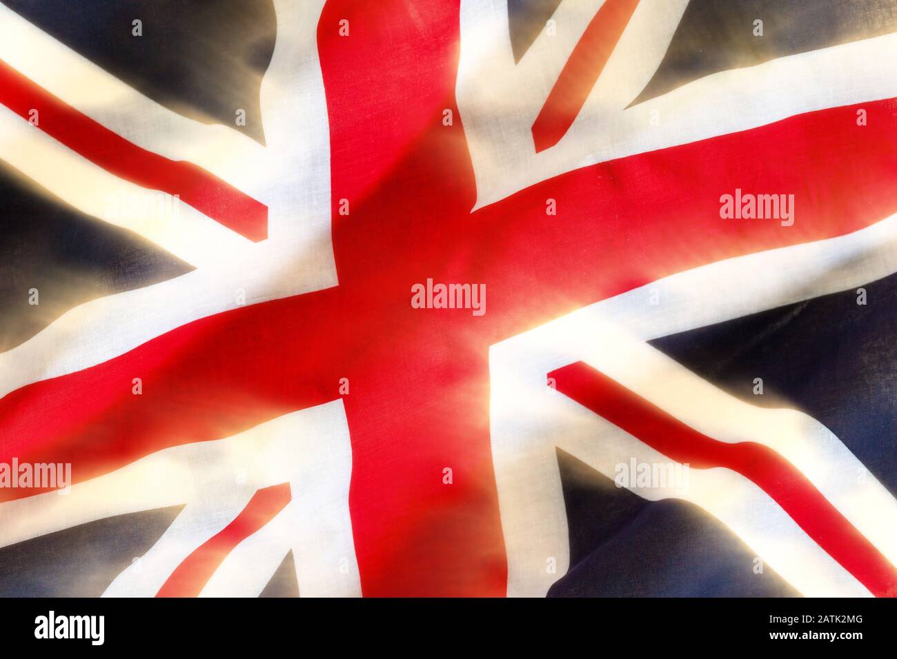 British flag waving in the wind. Union jack united kingdom symbol of patriotism Stock Photo
