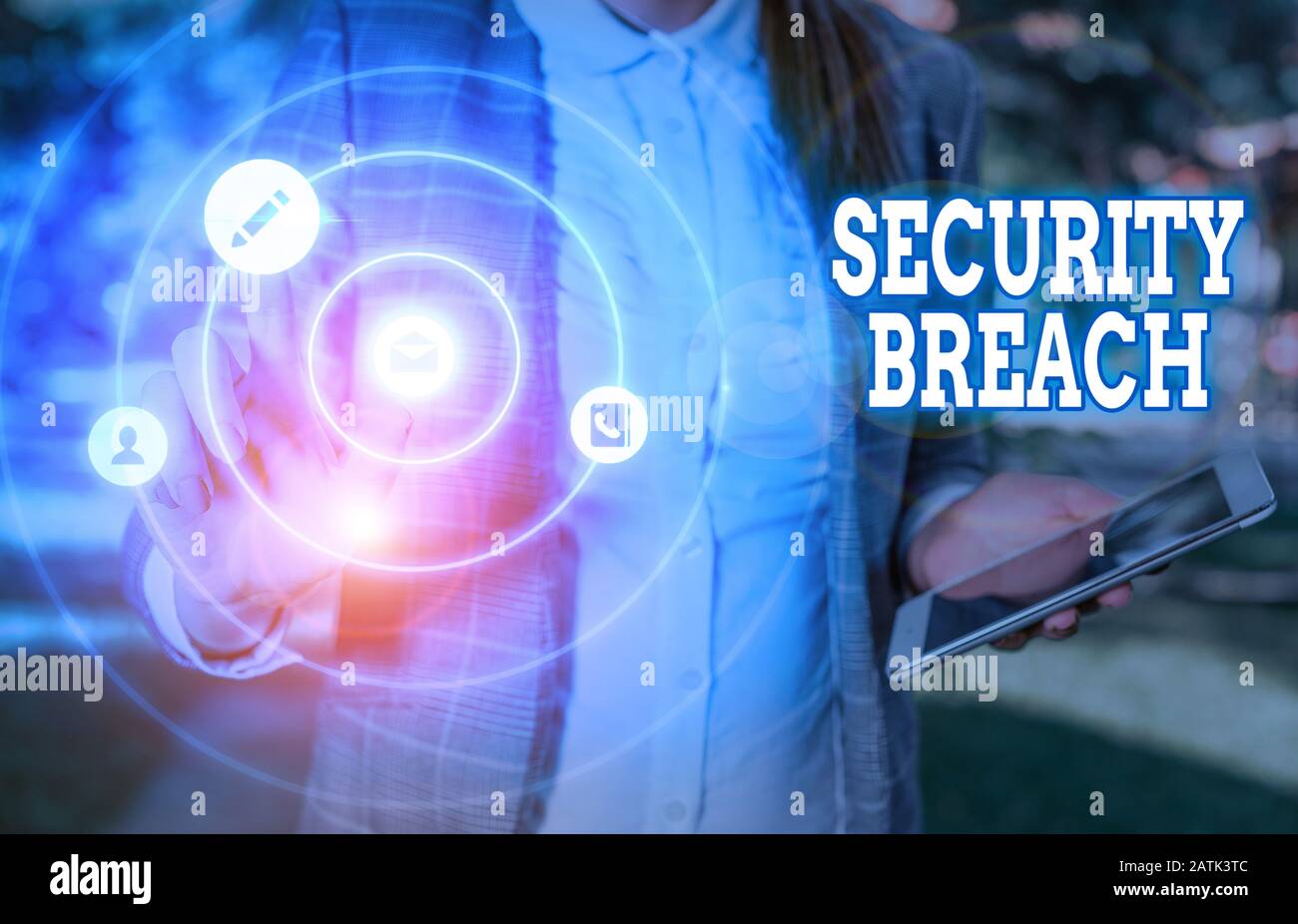 Conceptual hand writing showing Security Breach. Concept meaning any