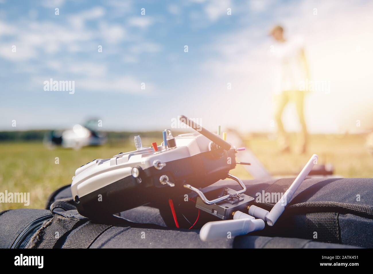 Remote control for electric drone and aircraft Stock Photo