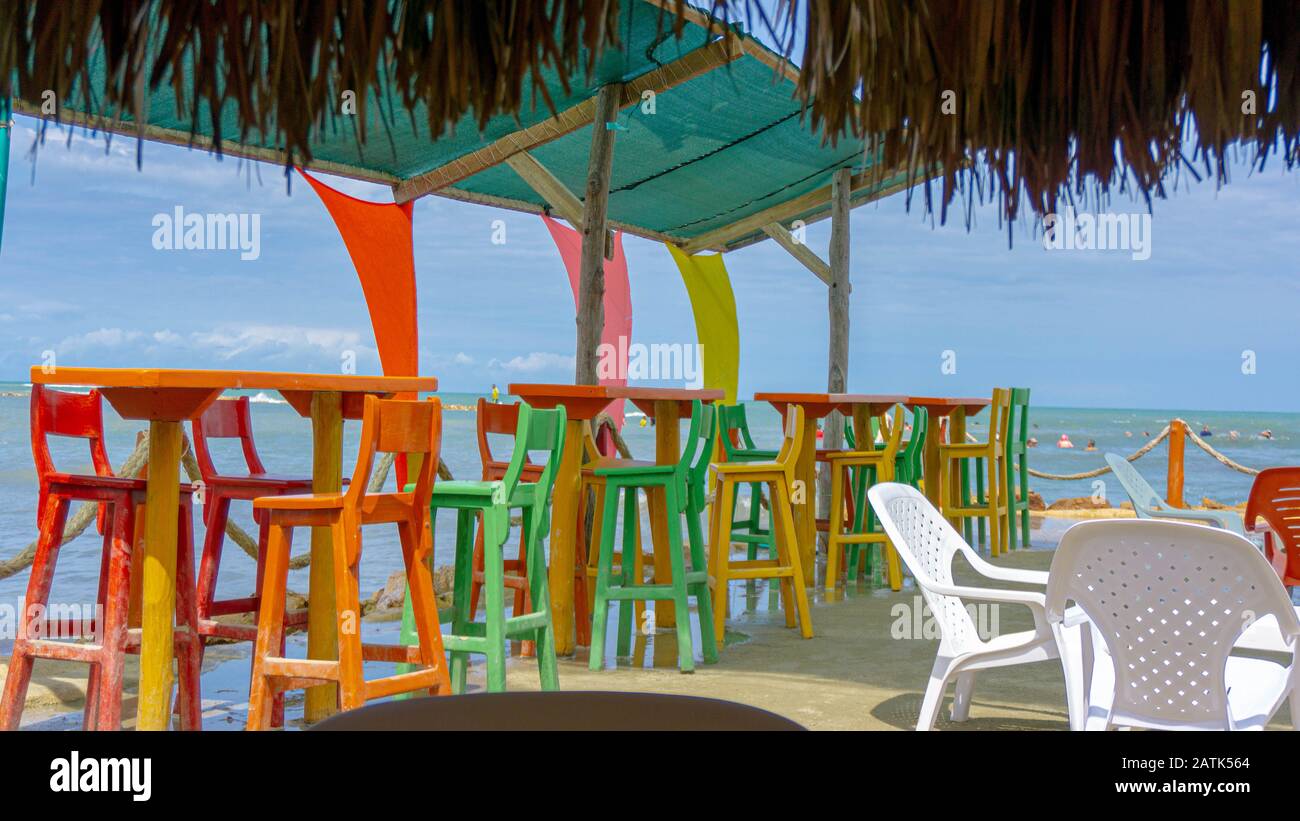 cabañas a la orilla del mar, Colombia. Stock Photo