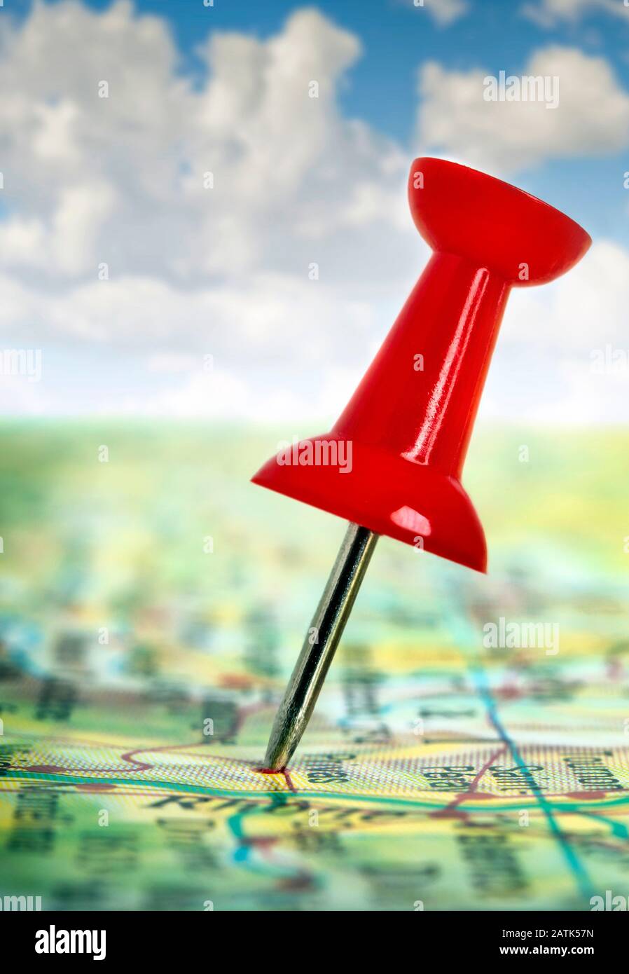 Thumbtack in a Map Stock Photo Alamy